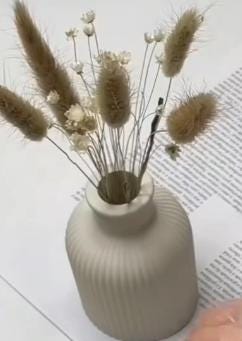 Ribbed vase for dried flowers, custom colour and effects, Handmade | Jesmonite| Neutral home decor and gifts  choose different styles