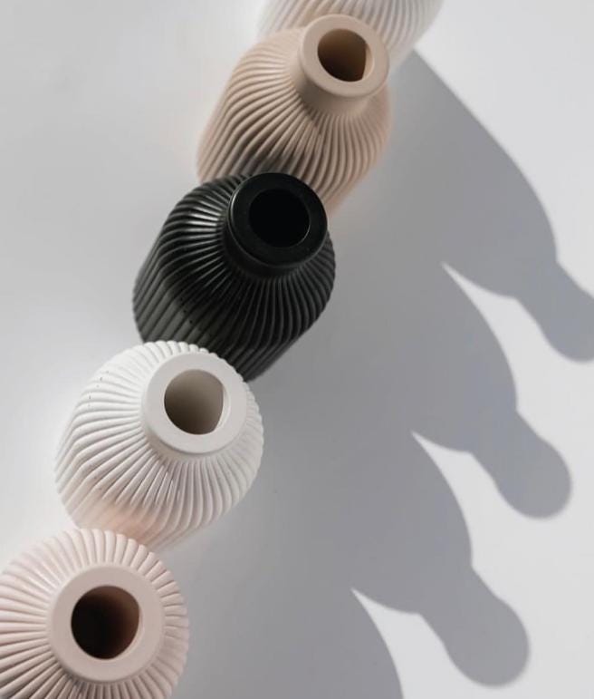 Ribbed vase for dried flowers, custom colour and effects, Handmade | Jesmonite| Neutral home decor and gifts  choose different styles