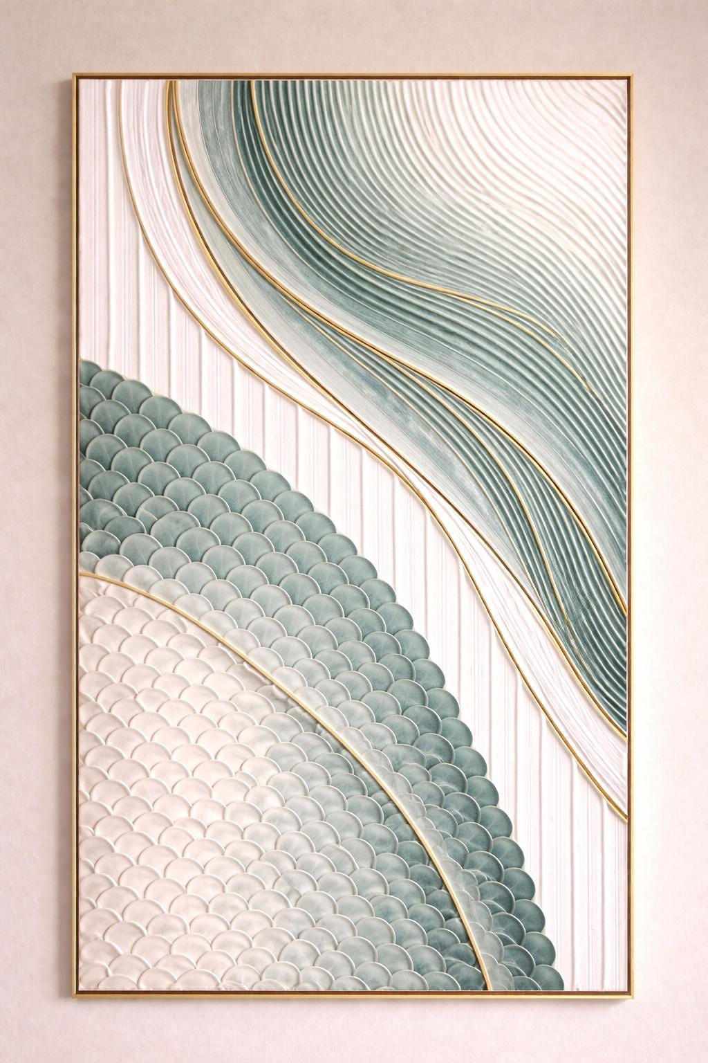 Original Colorful Oil Painting on Canvas, Abstract Texture, Large Wall Art, 3D Sage Green wall boho, Japandi, and minimalist interiors