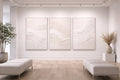 Original Neutral White Oil Painting on Canvas, Abstract Texture, Large Wall Art set of 3