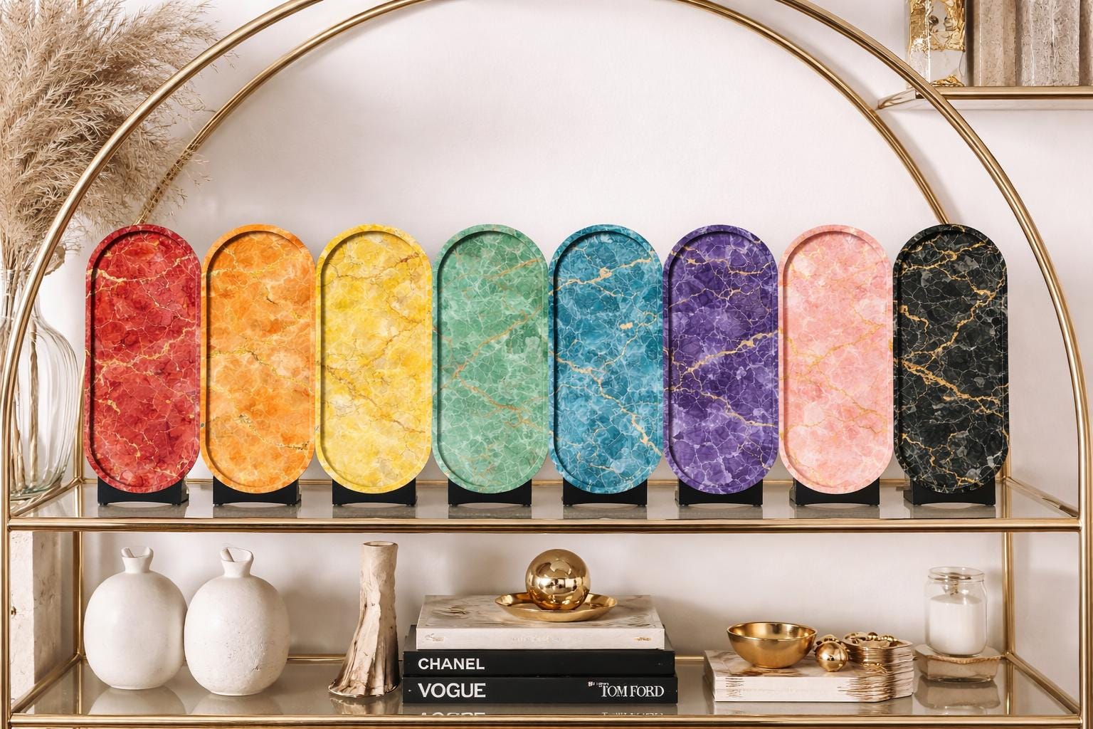 Handmade Jesmonite Oval Tray: Marble Effect Candle & Trinket Dish