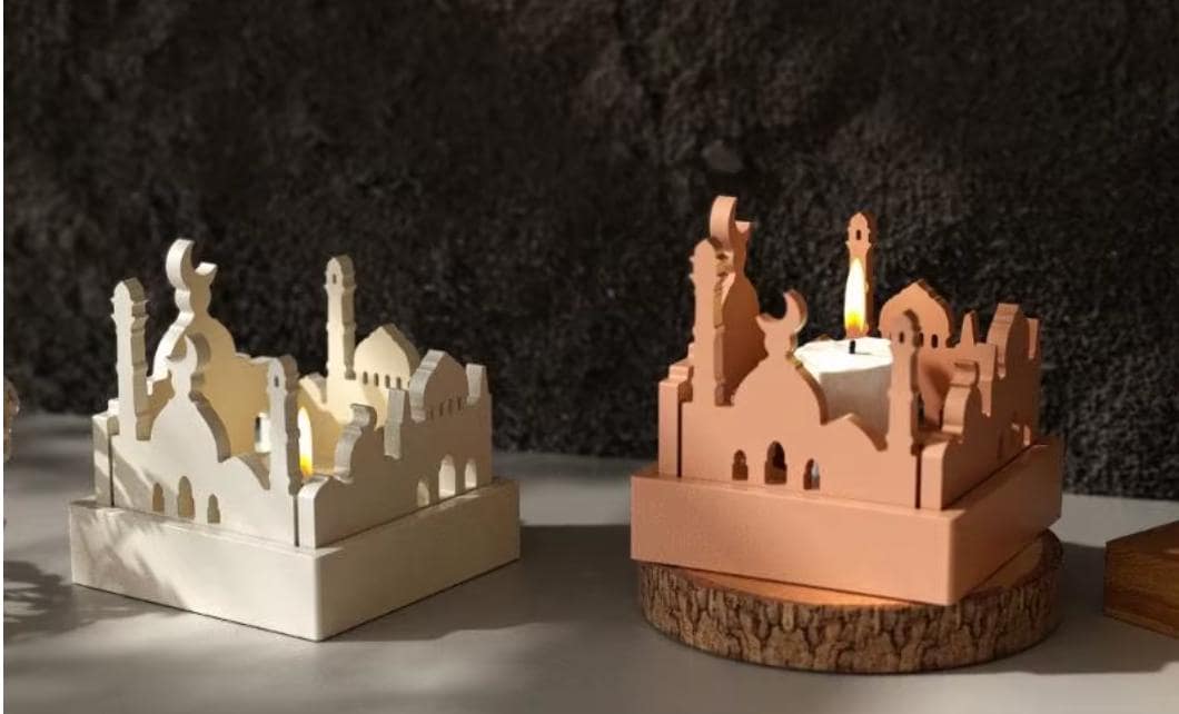 Mosque and candle wax  with three free melts Islamic tealight warmer Eid gifts Ramadan presents Islamic Vegan candles - Eid gift ideas