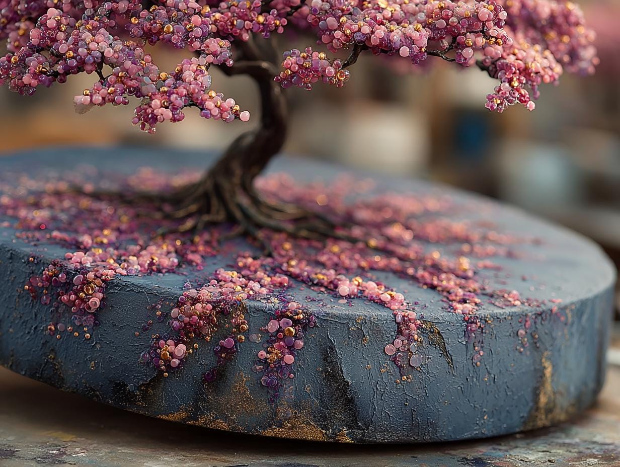 Textured Tree Wall Art  Rose Quartz  Large Original Round  Resin Tree,  Living Abstract Canvas Art 3D Impasto Room Decor 50cms 40 cm 30 cm