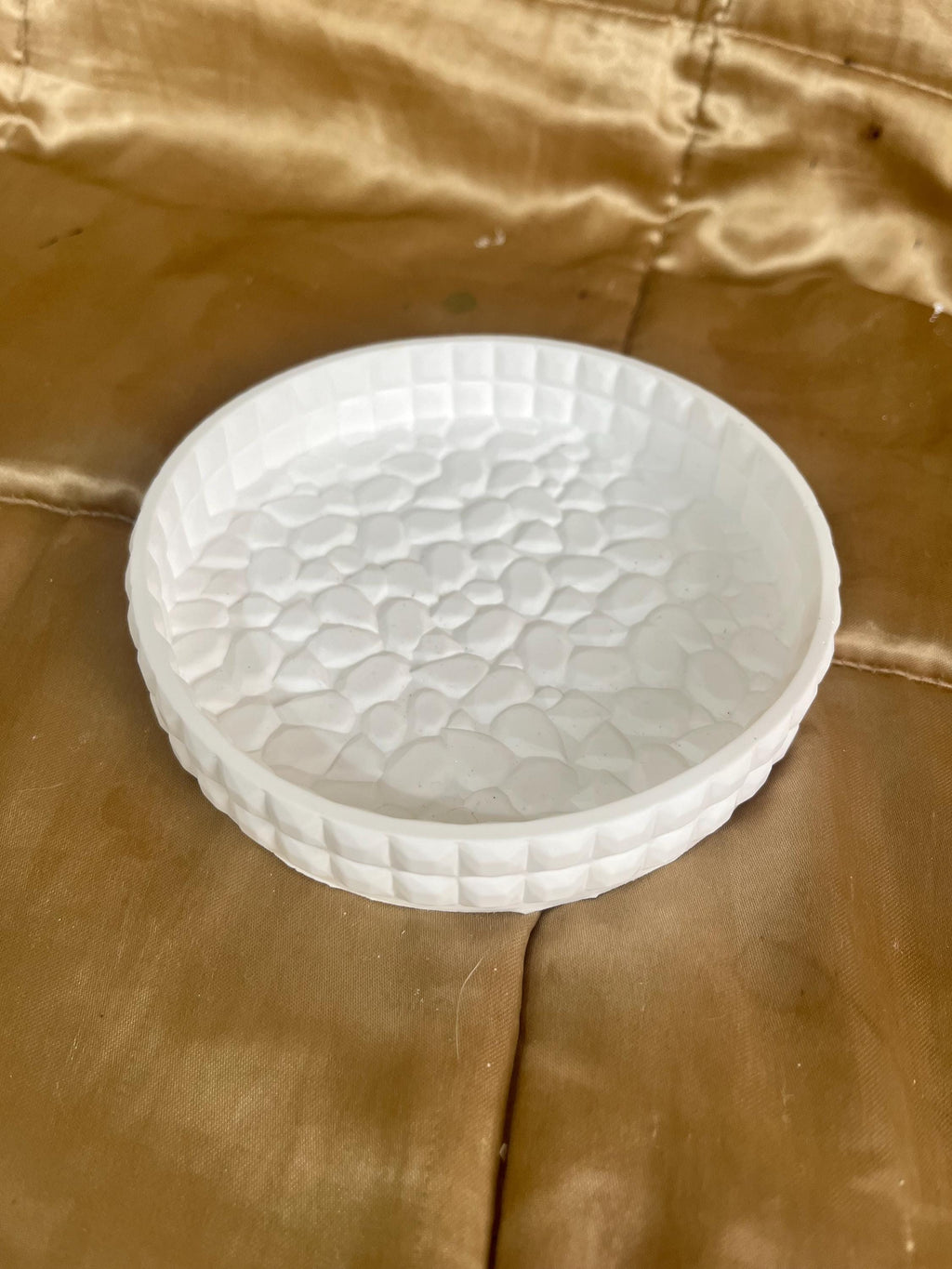 Handmade Jesmonite Heart Tray, Bobble Design, Neutral Home Decor
