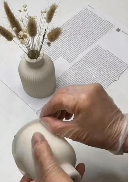 Ribbed vase for dried flowers, custom colour and effects, Handmade | Jesmonite| Neutral home decor and gifts  choose different styles
