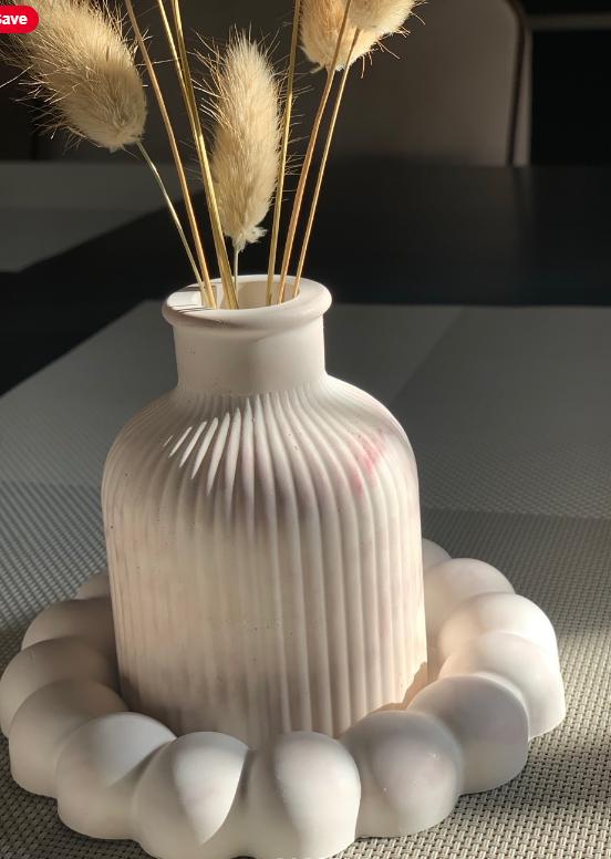 Ribbed vase for dried flowers, custom colour and effects, Handmade | Jesmonite| Neutral home decor and gifts  choose different styles
