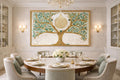 Luxurious Tree Eid Gift  Unique  Ayatul Kursi Gold Emerald precious stone Green Canvas Painting Textured Minimalist Large  Living Room Decor