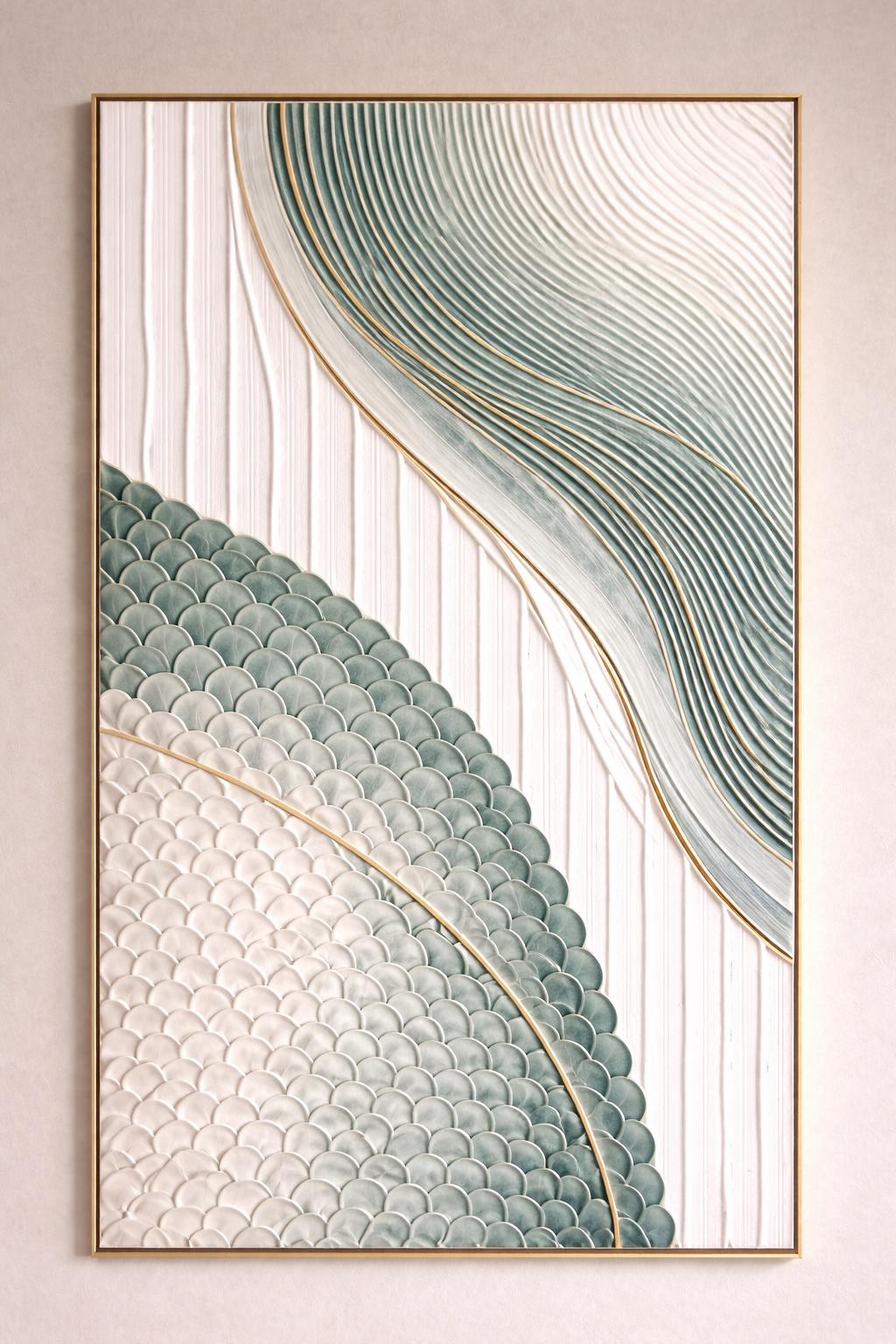 Original Colorful Oil Painting on Canvas, Abstract Texture, Large Wall Art, 3D Sage Green wall boho, Japandi, and minimalist interiors