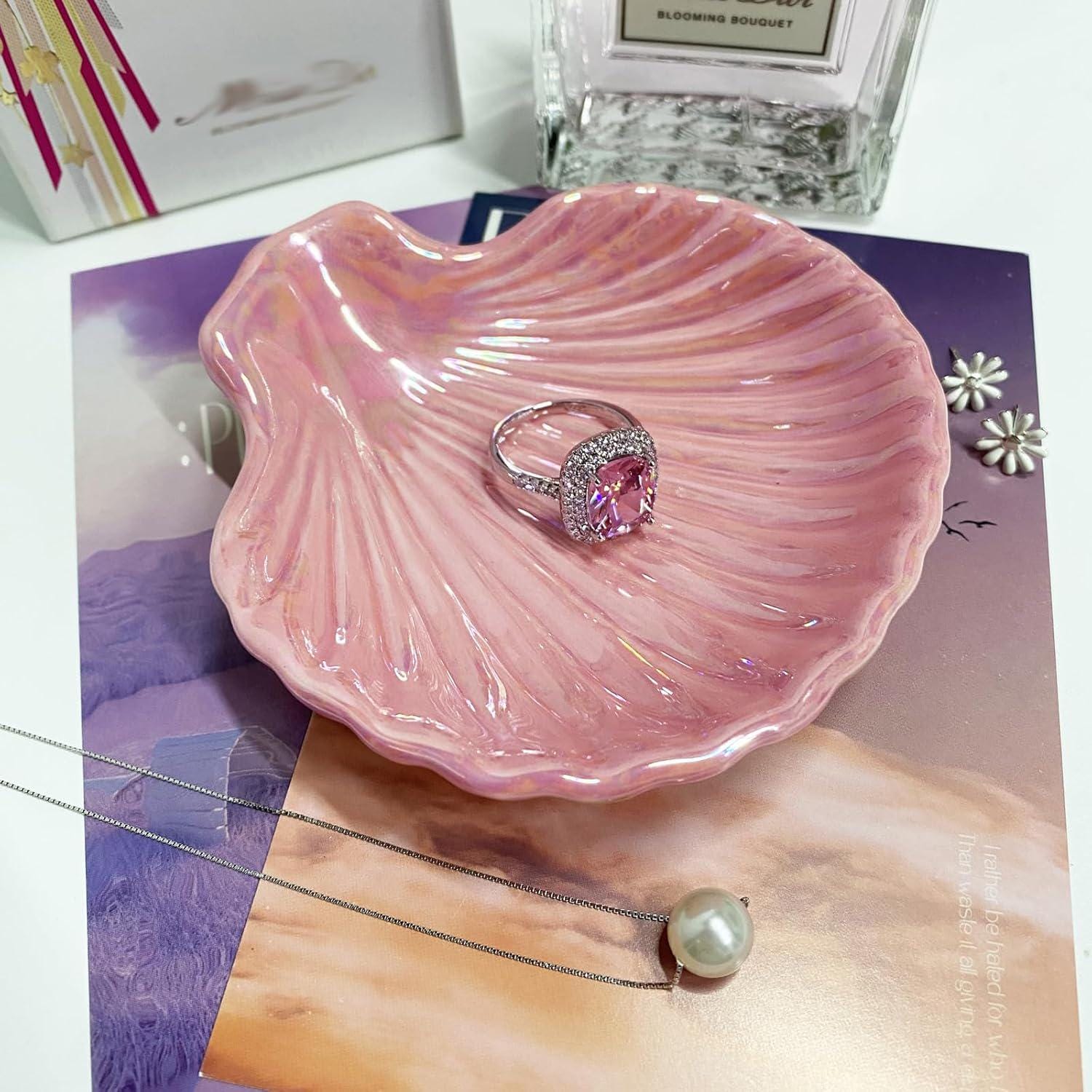Trinket tray shell Decorative tray, custom colour effects, Handmade designs, Jesmonite, neutral home Gift for Sister Mother Daughter