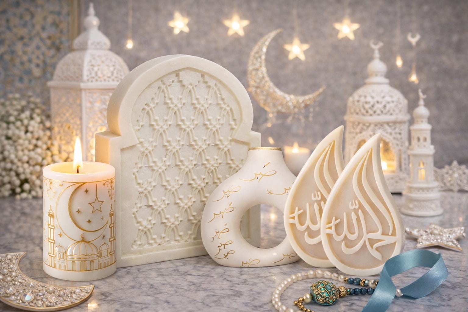 Ramadan Mubarak Gift flower candle Exquisite Oud White Musk Eid  candles made from soy wax  Islamic Vegan candles - Eid gift ideas