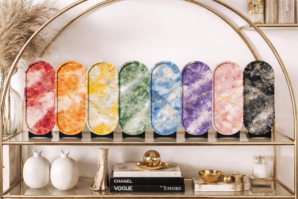 Handmade Jesmonite Oval Tray: Marble Effect Candle & Trinket Dish