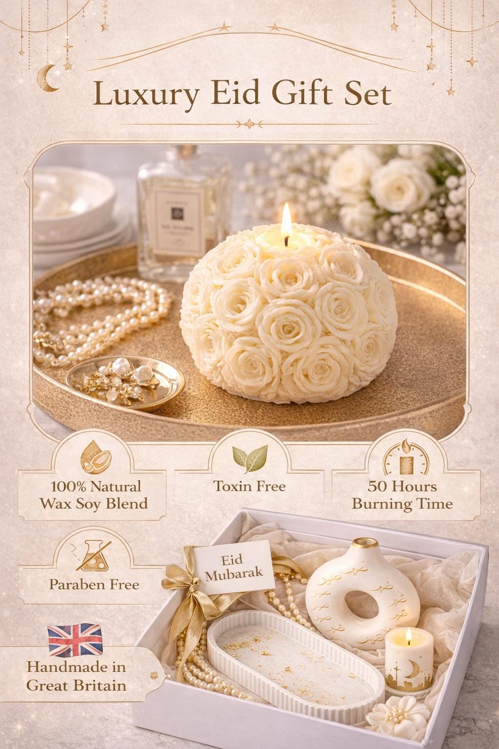 Large Peony Candle | Handmade Floral Centerpiece Gift Box