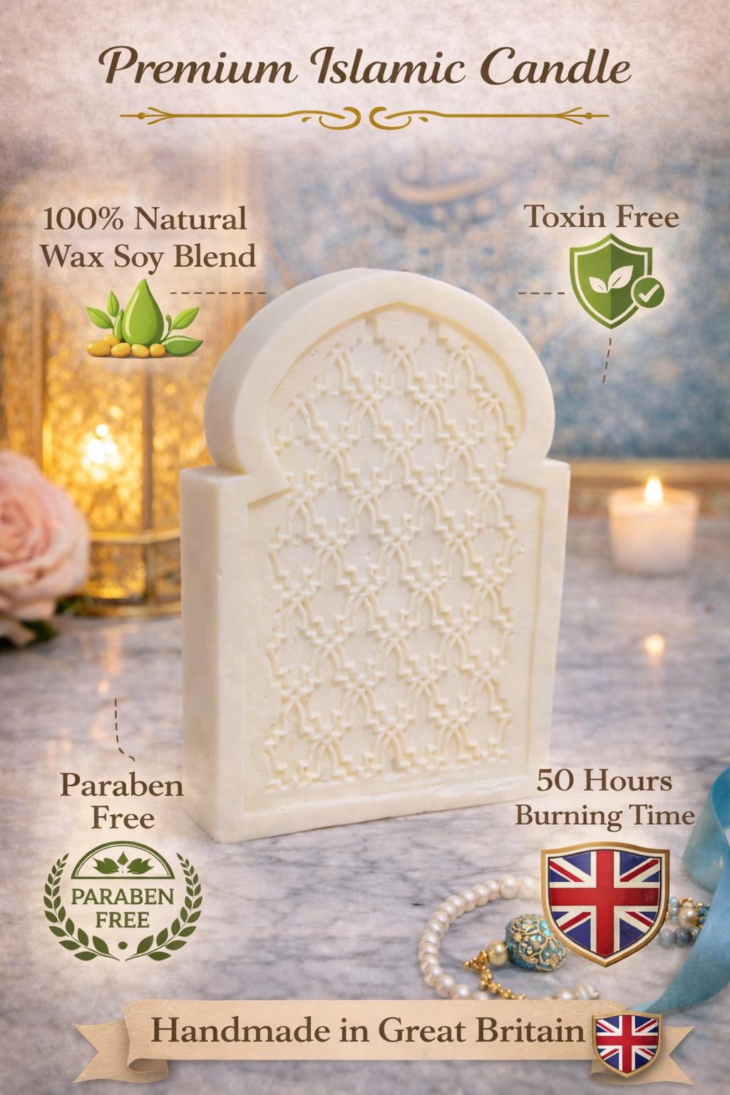 Ramadan Mosque Candle  Oud White Musk Soy Wax Islamic Decor Crescent Moon