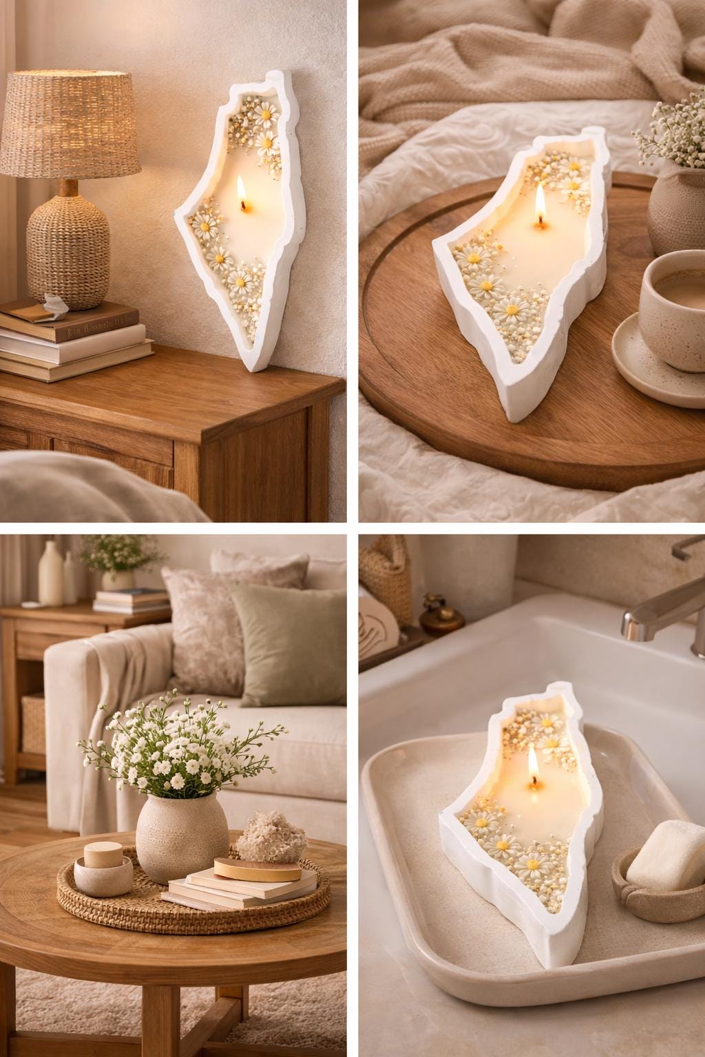 Palestine Floral Candle  Ramadan & Eid Home Decor