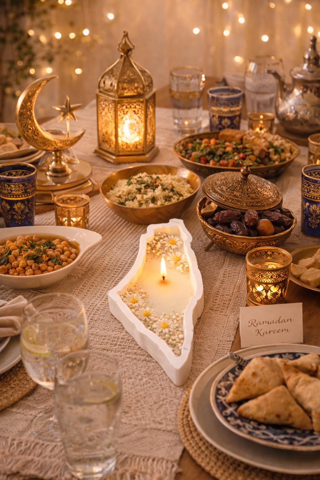 Palestine Floral Candle  Ramadan & Eid Home Decor