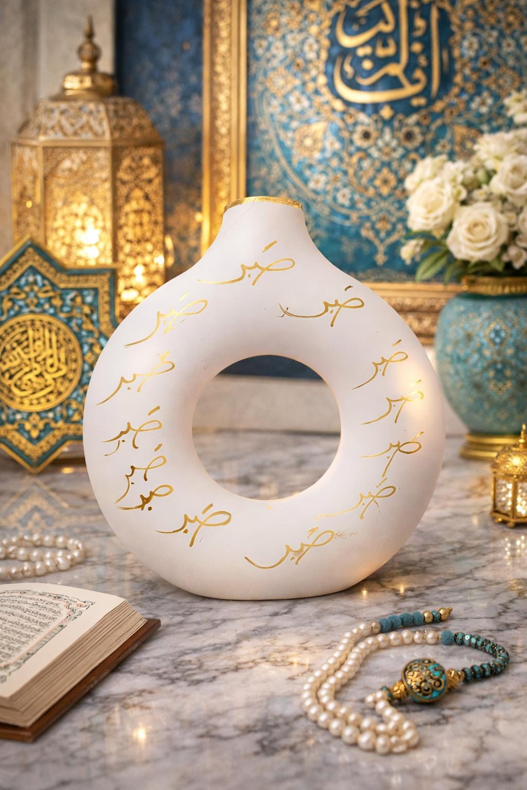 Eid Ramadan Arabic Patience, Taqwa and Faith, Vase, Mothers Gift , Daughter to Mother Gift, Sabr vase for dried flowers Handmade