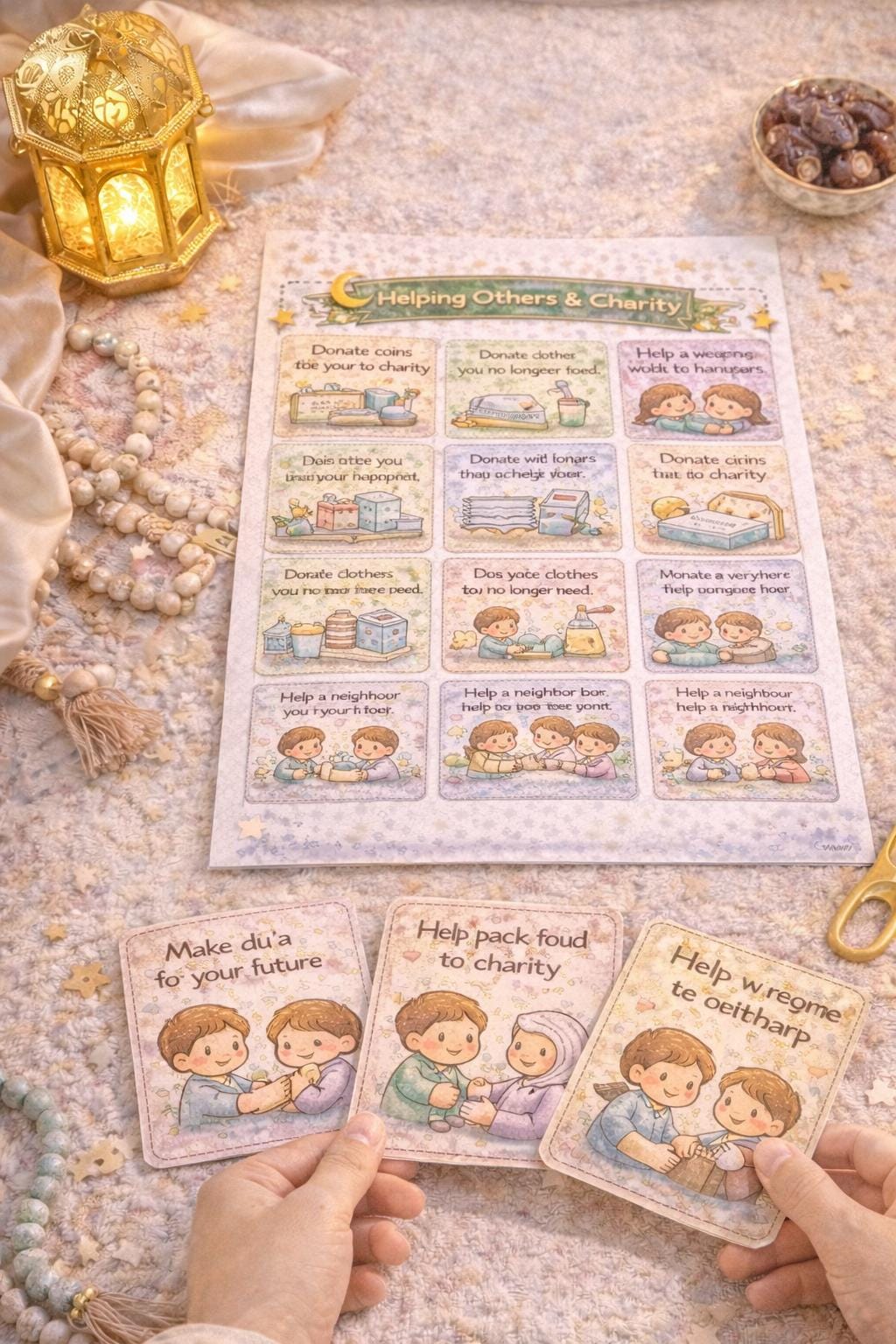 Ramadan Good Deeds for Kids | 100 Islamic Activity Cards | Printable Ramadan Calendar | Muslim Children | Instant Download