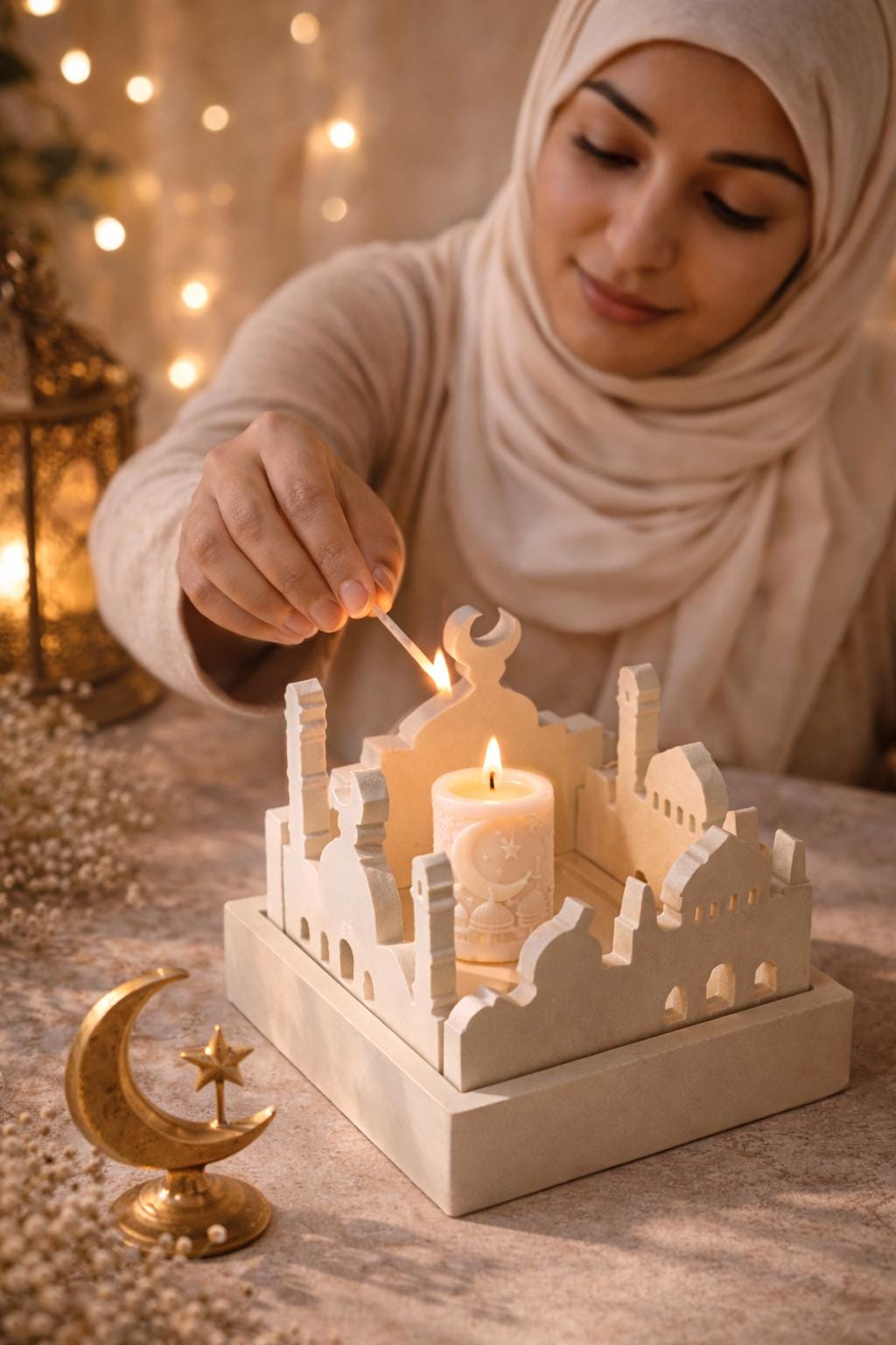 Mosque and candle wax  with three free melts Islamic tealight warmer Eid gifts Ramadan presents Islamic Vegan candles - Eid gift ideas