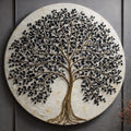Large Original Round Canvas Resin Tree, Abstract Canvas Art 3D Impasto Textured Tree Wall Art Living Room Decor 50cms