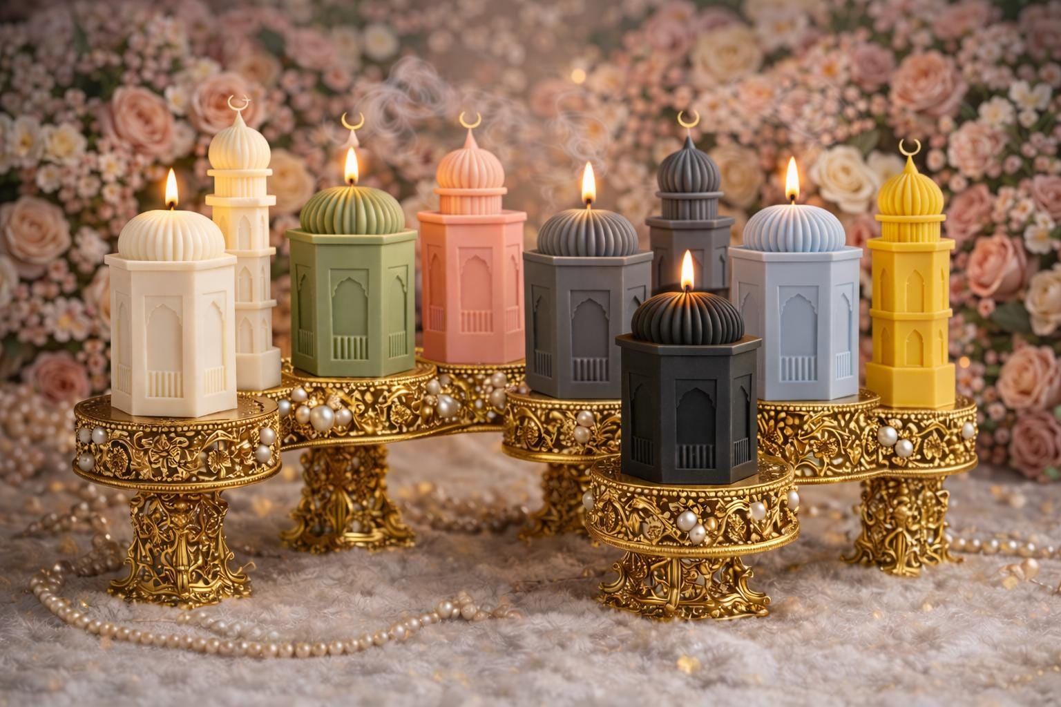 Mosque Candle: Ramadan Decor, Oud White Musk Scent