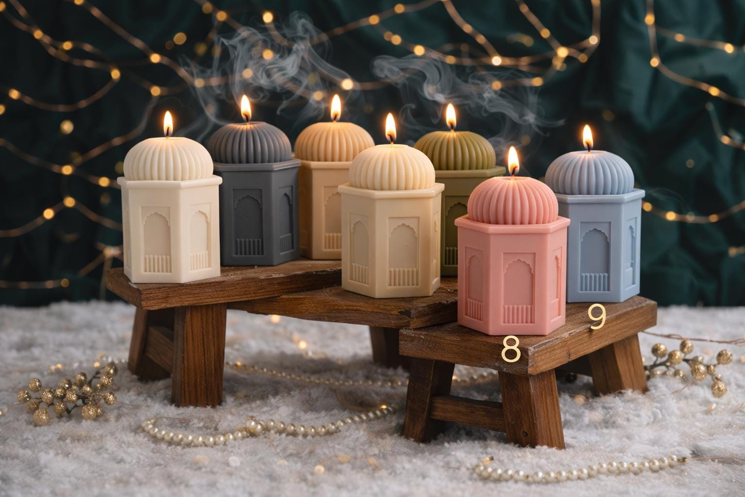 Mosque Candle: Ramadan Decor, Oud White Musk Scent