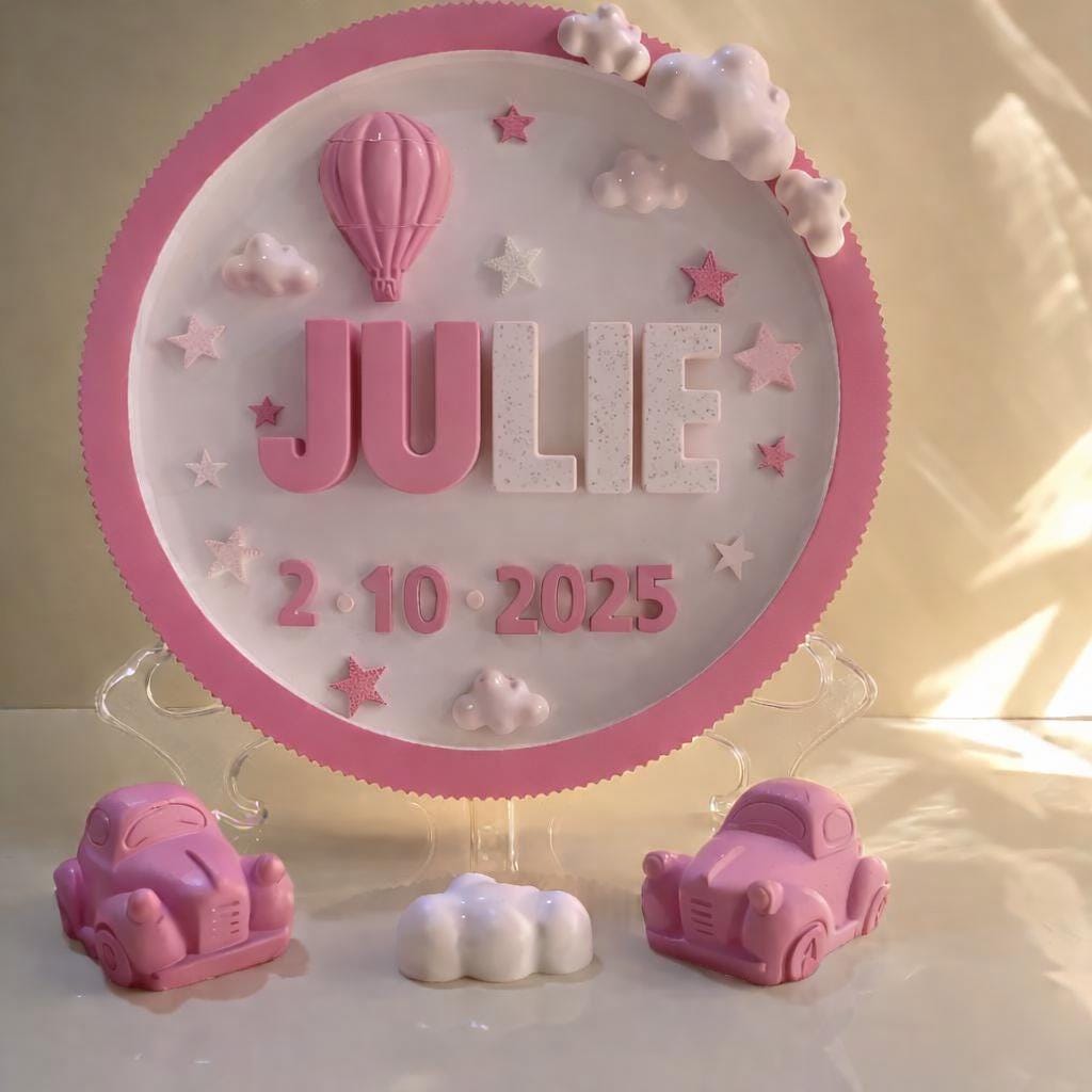 Personalized Baby Name Plaque | Pink & White Nursery Decor | Custom Name Sign for Baby Girl | Newborn Gift | Keepsake