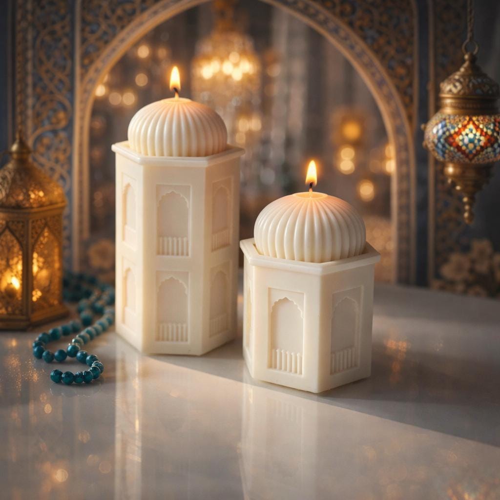 Mosque Candle: Ramadan Decor, Oud White Musk Scent