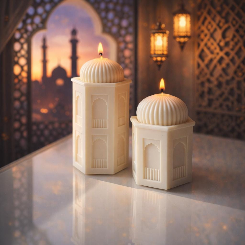 Mosque Candle: Ramadan Decor, Oud White Musk Scent