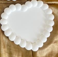 Handmade Jesmonite Heart Tray, Bobble Design, Neutral Home Decor