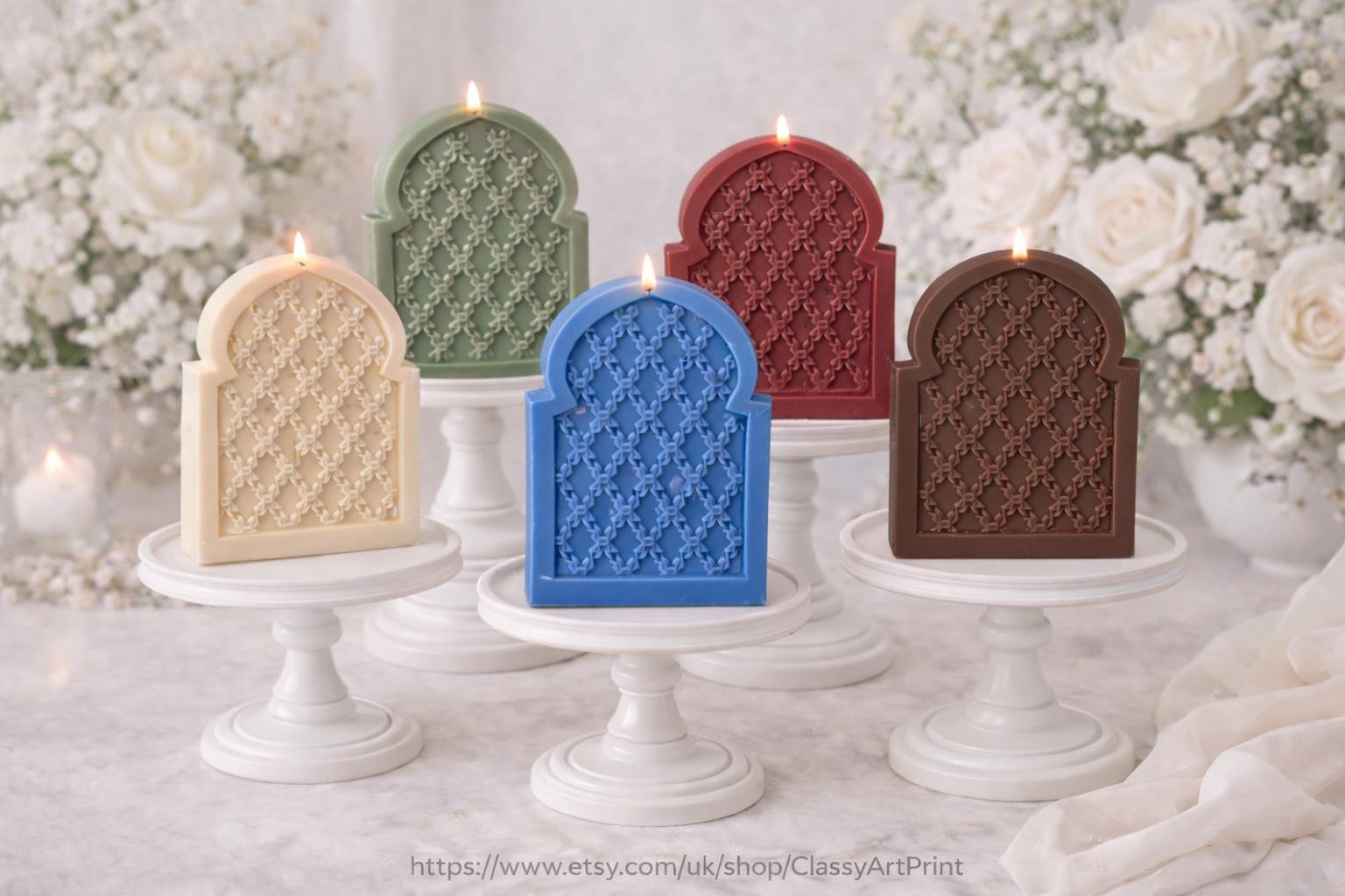 Ramadan Mosque Candle  Oud White Musk Soy Wax Islamic Decor Crescent Moon