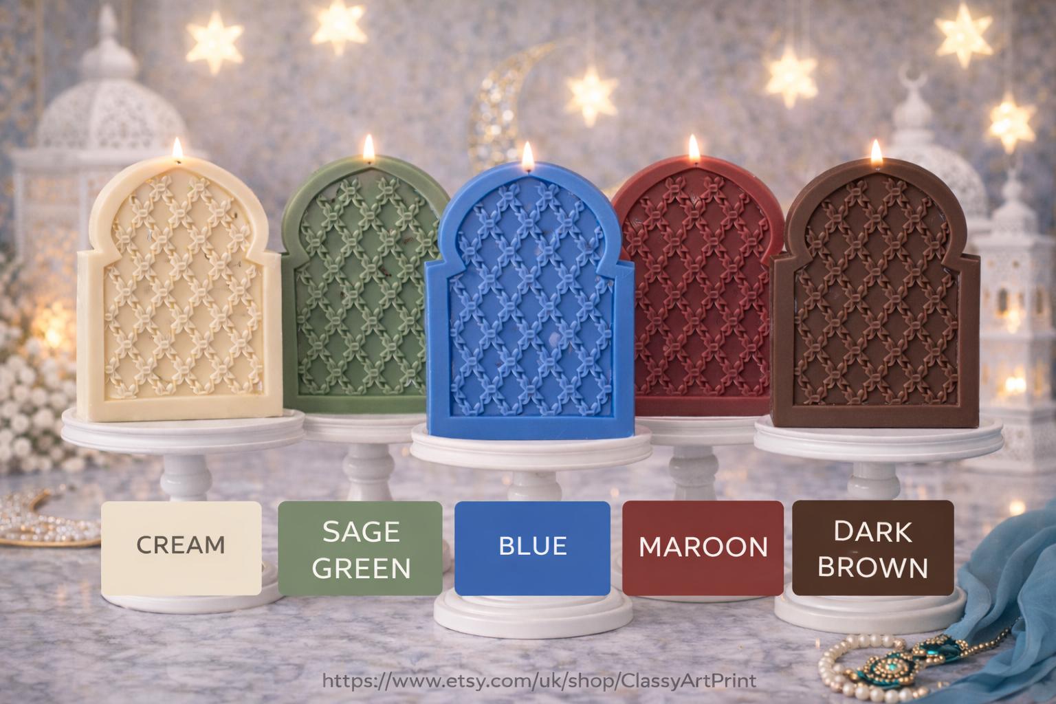 Ramadan Mosque Candle  Oud White Musk Soy Wax Islamic Decor Crescent Moon