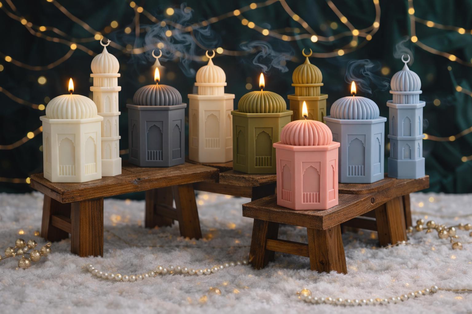 Mosque Candle: Ramadan Decor, Oud White Musk Scent