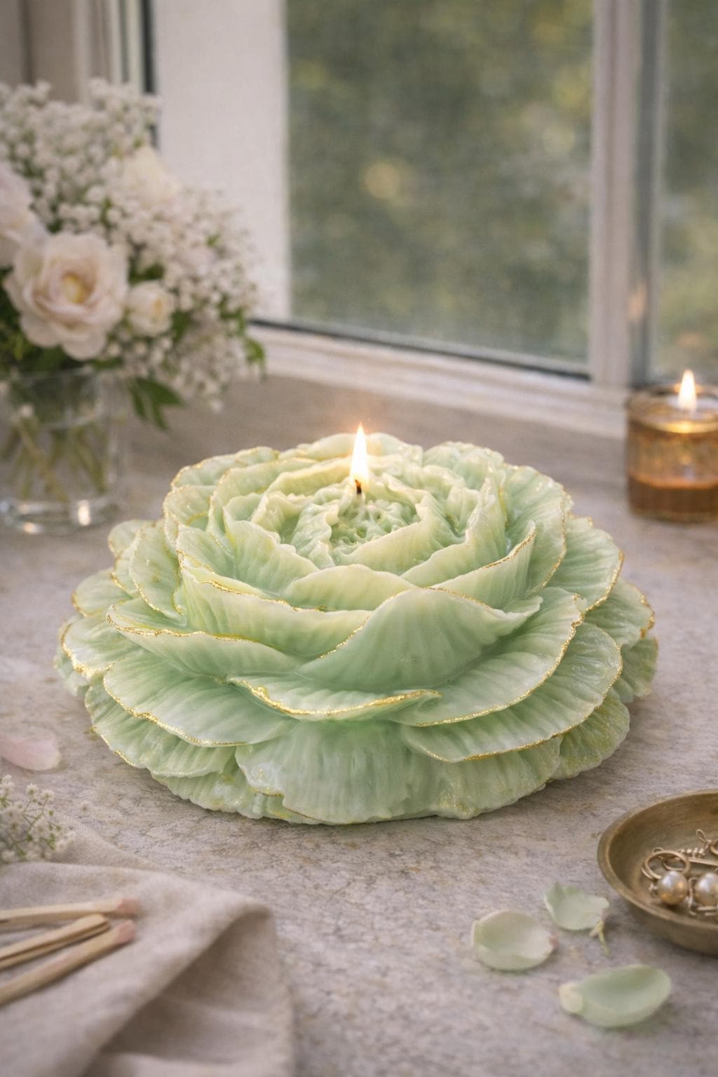 Large Peony Candle xxl Wedding Centerpiece | Luxury Table Decor | Floral Candle | Bridal Shower Decoration