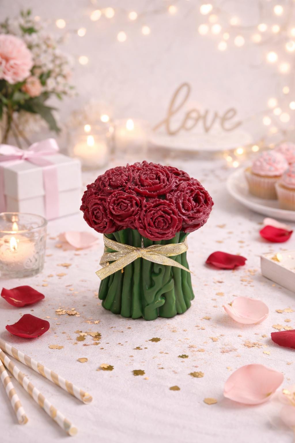 Rose Bouquet Candle | Scented Soy Wax, Elegant Home Decor