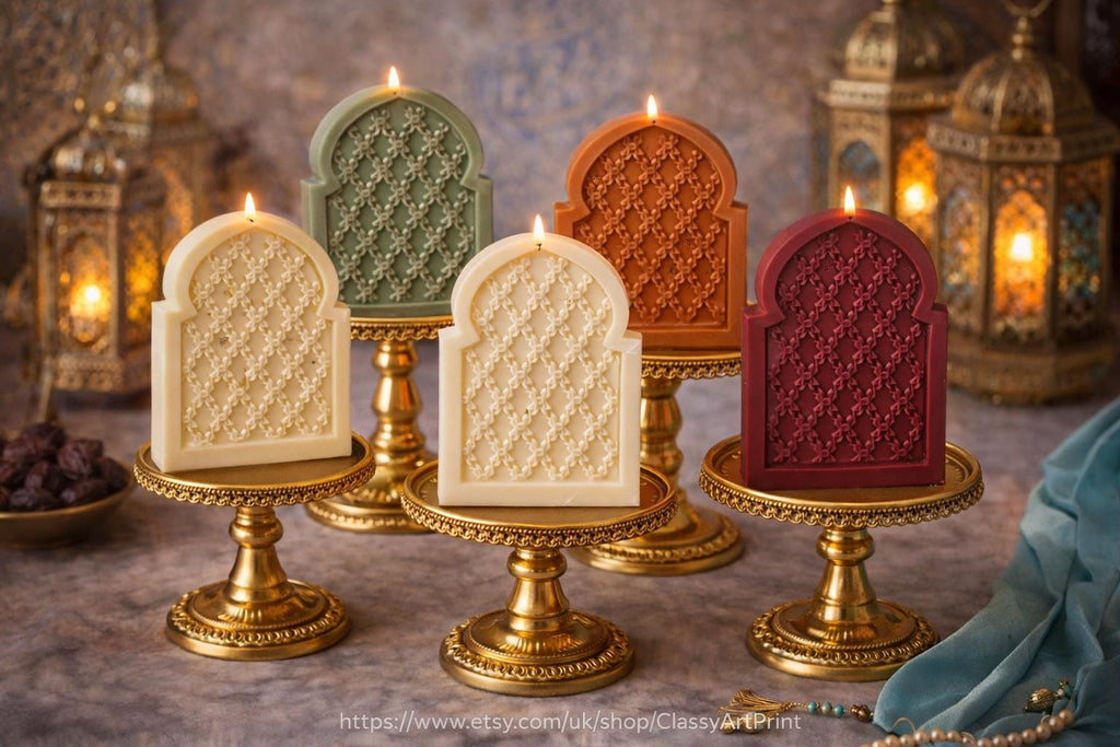 Ramadan Mosque Candle  Oud White Musk Soy Wax Islamic Decor Crescent Moon