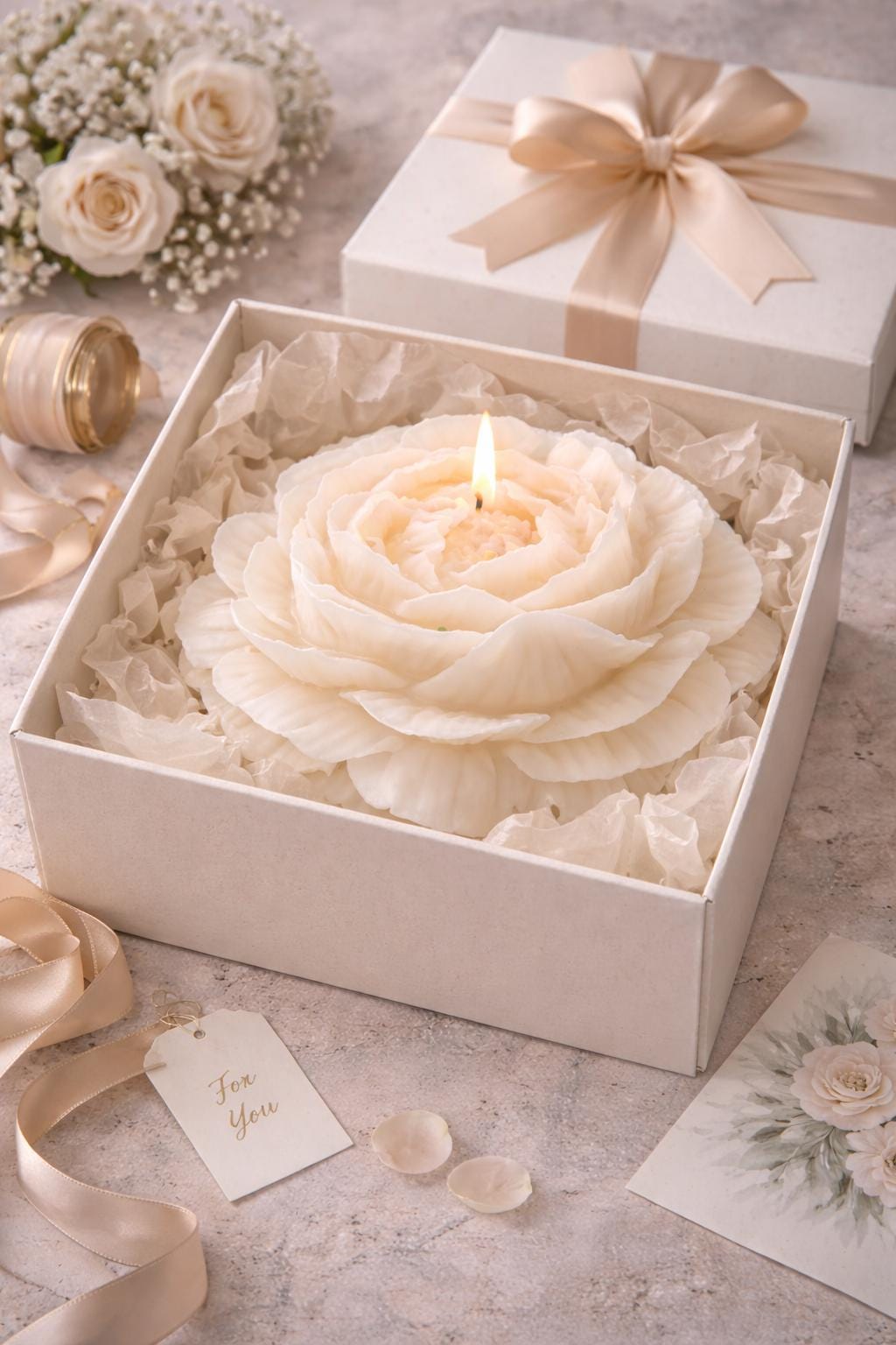 Large Peony Candle xxl Wedding Centerpiece | Luxury Table Decor | Floral Candle | Bridal Shower Decoration