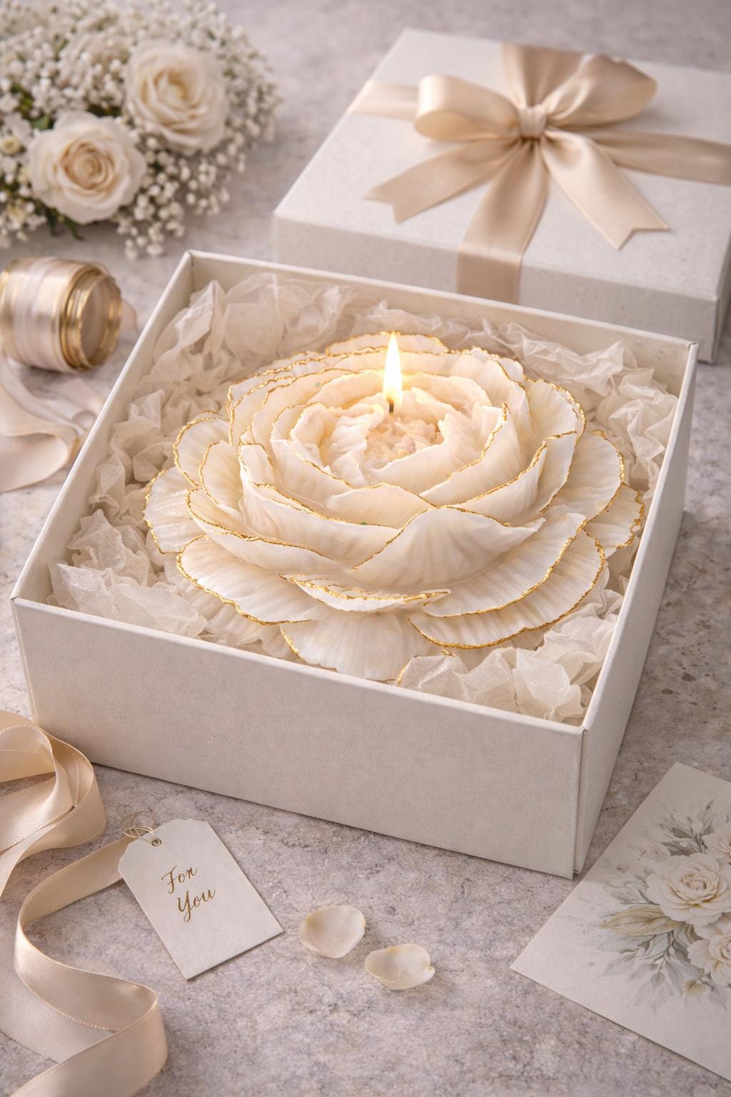 Large Peony Candle xxl Wedding Centerpiece | Luxury Table Decor | Floral Candle | Bridal Shower Decoration