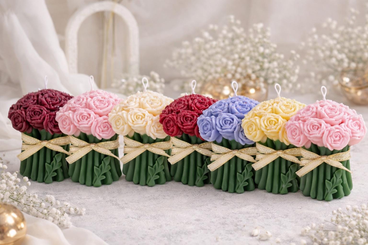 Rose Bouquet Candle | Scented Soy Wax, Elegant Home Decor