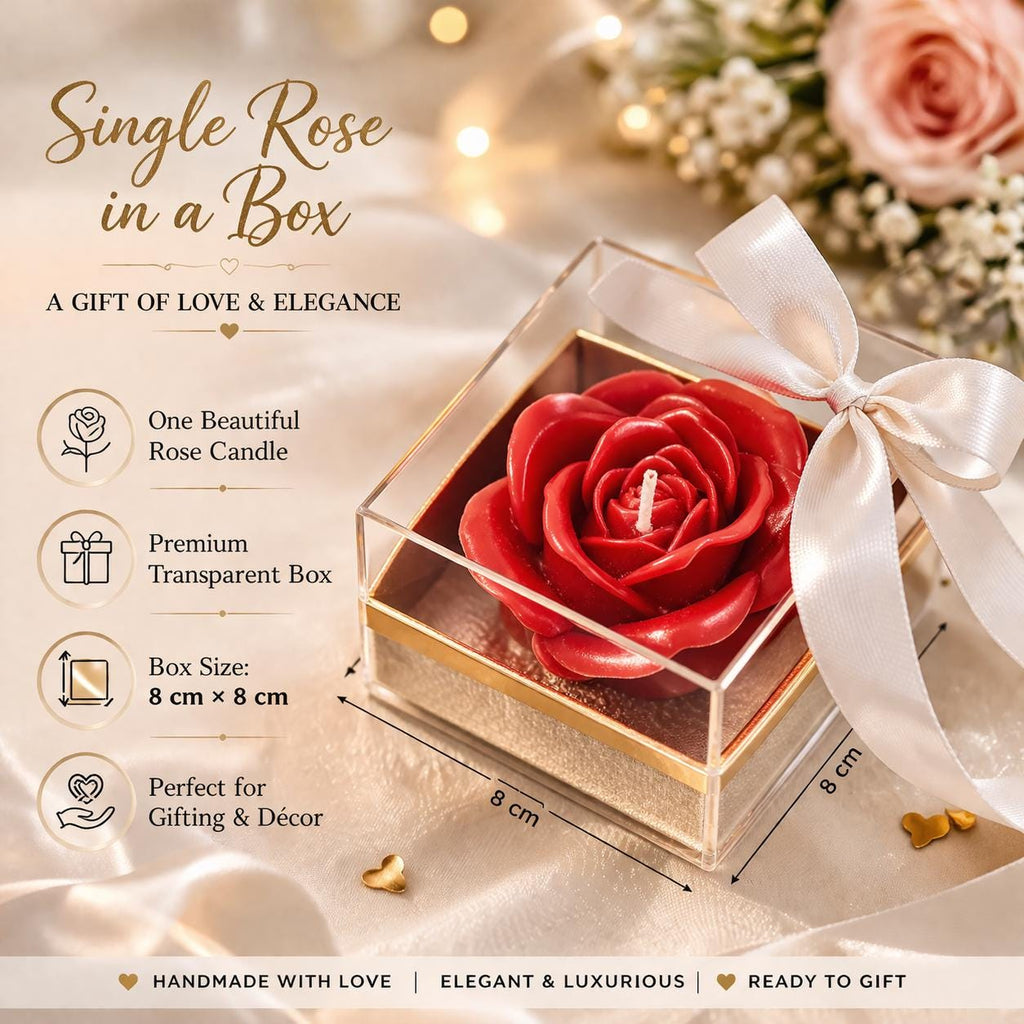 Handcrafted Rose Candle Gift Box, Romantic Anniversary Present, Wedding Favor