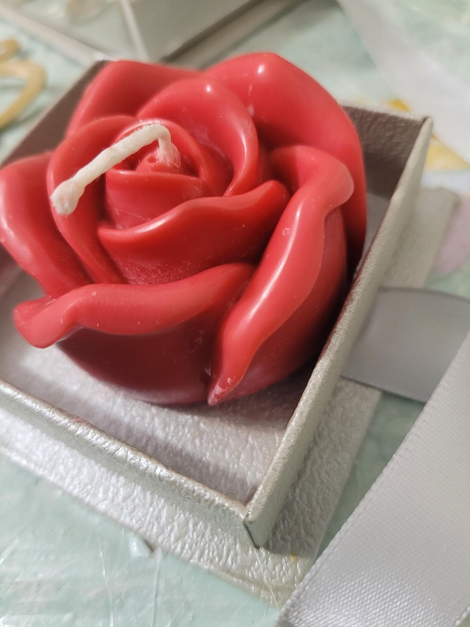 Handcrafted Rose Candle Gift Box, Romantic Anniversary Present, Wedding Favor
