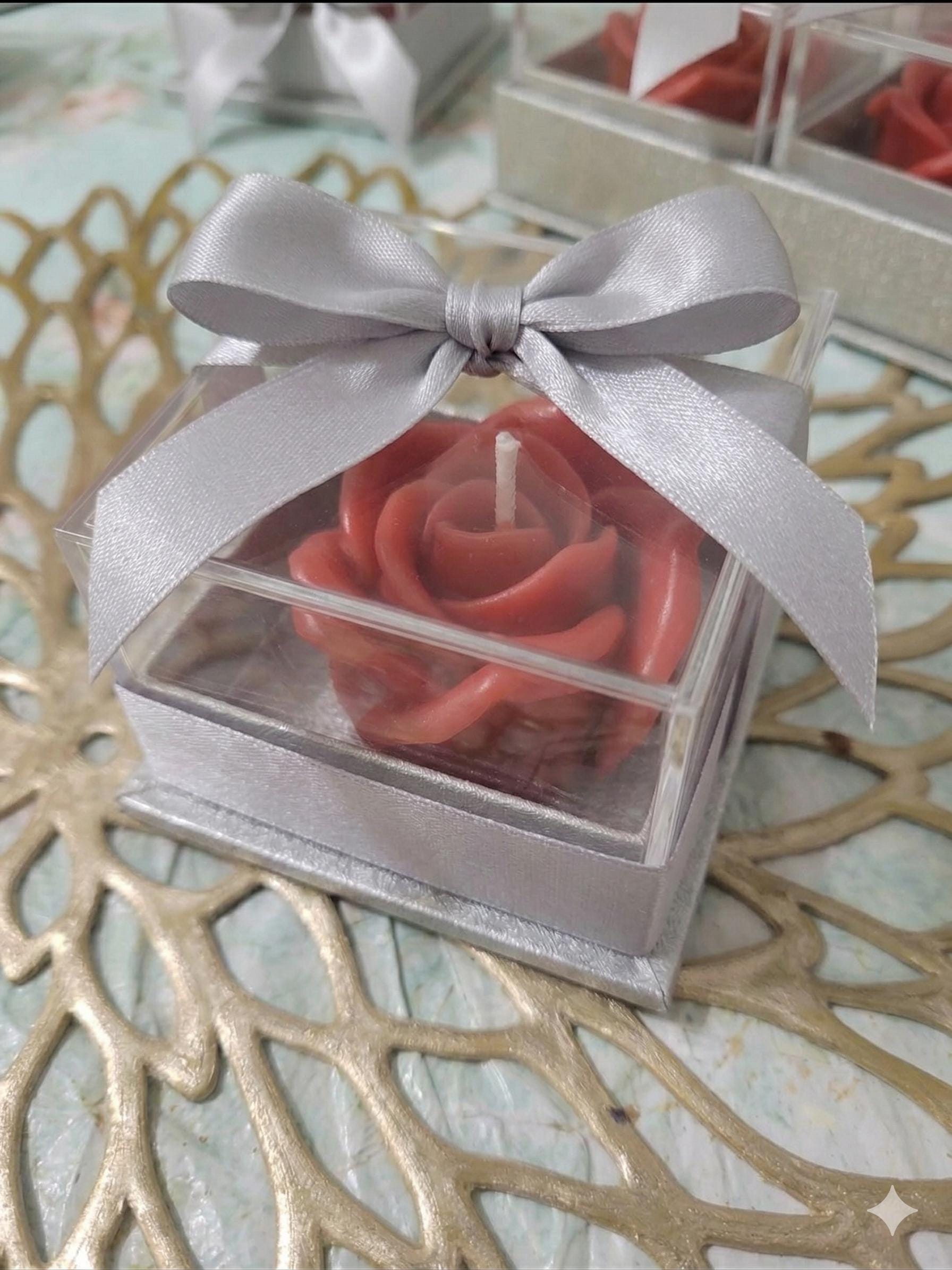 Handcrafted Rose Candle Gift Box, Romantic Anniversary Present, Wedding Favor