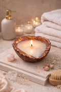 Hand-Poured Coconut Shell Candle | Natural Soy Wax, Metallic Edge, UK Made Spa Home Decor