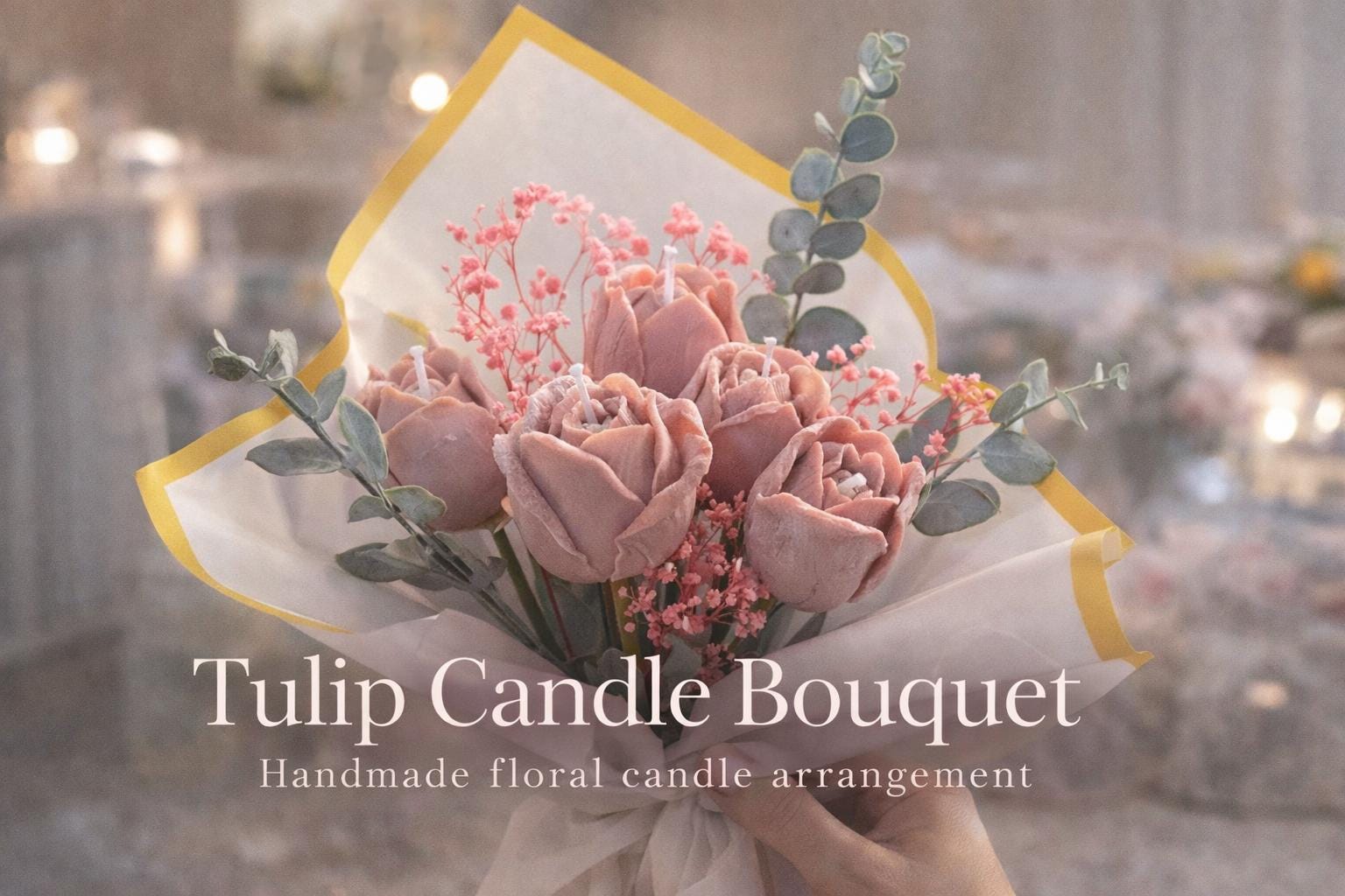 Handmade Tulip Candle Bouquet  Realistic Floral Soy Wax Arrangement (Gift for Her)
