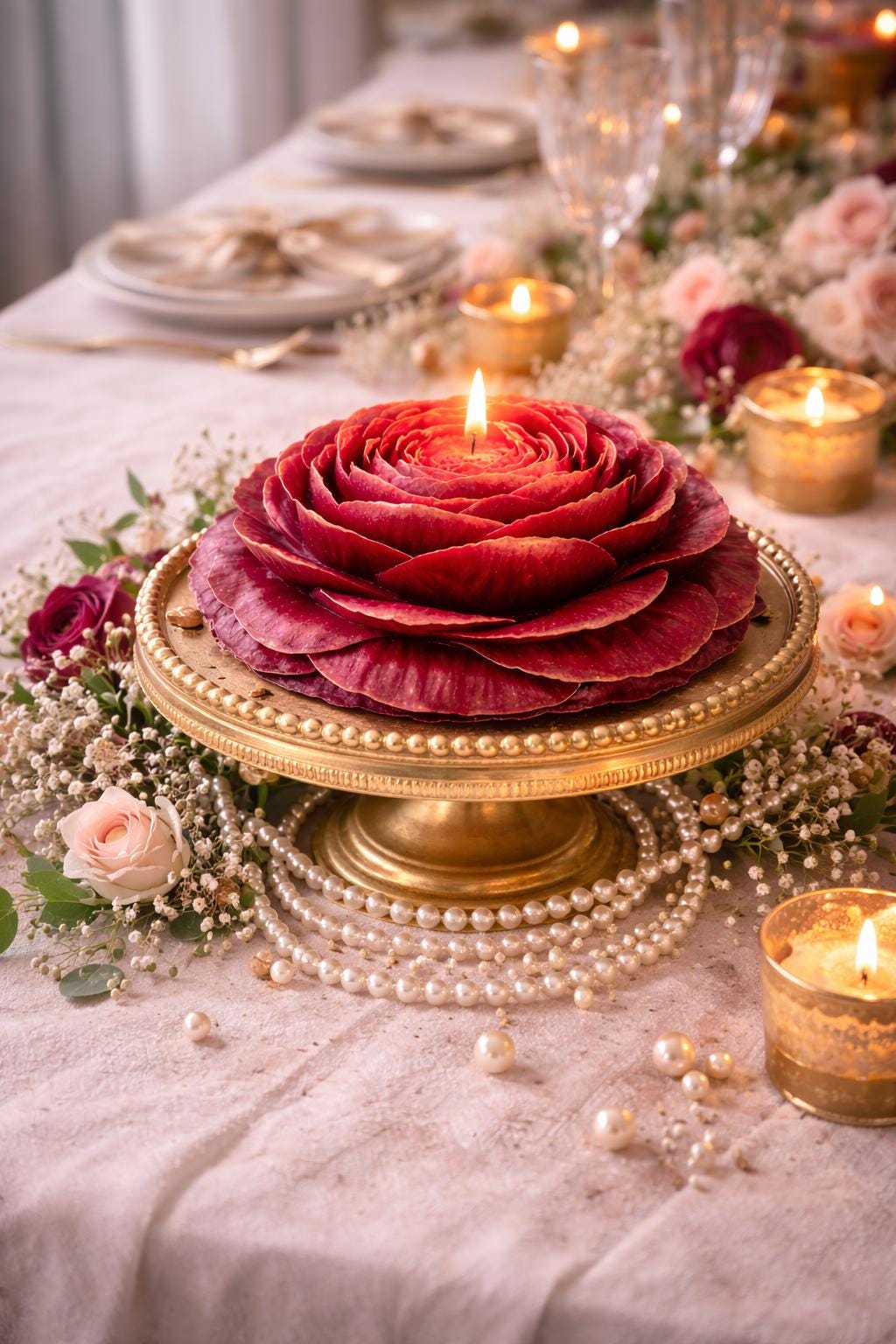 Large Peony Candle xxl Wedding Centerpiece | Luxury Table Decor | Floral Candle | Bridal Shower Decoration