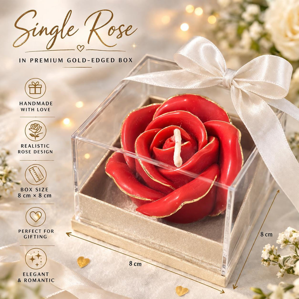 Handcrafted Rose Candle Gift Box, Romantic Anniversary Present, Wedding Favor