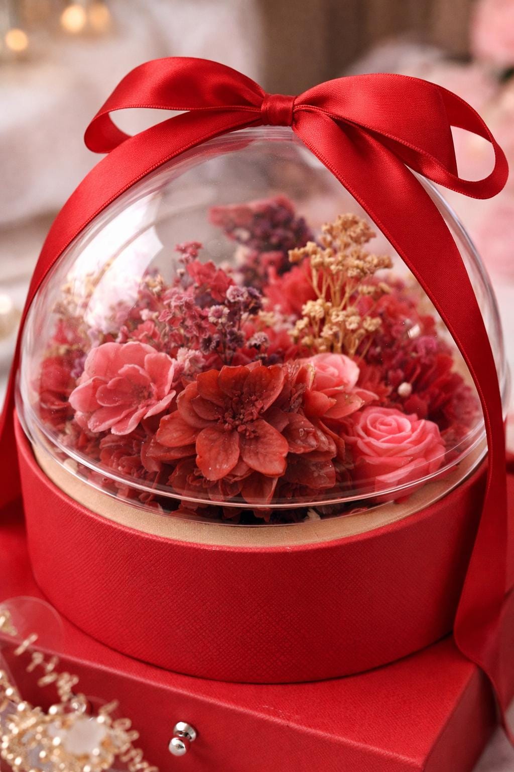 Rose Candle Gift Box with Drawer | Romantic Floral Arrangement, Keepsake Jewelry Storage