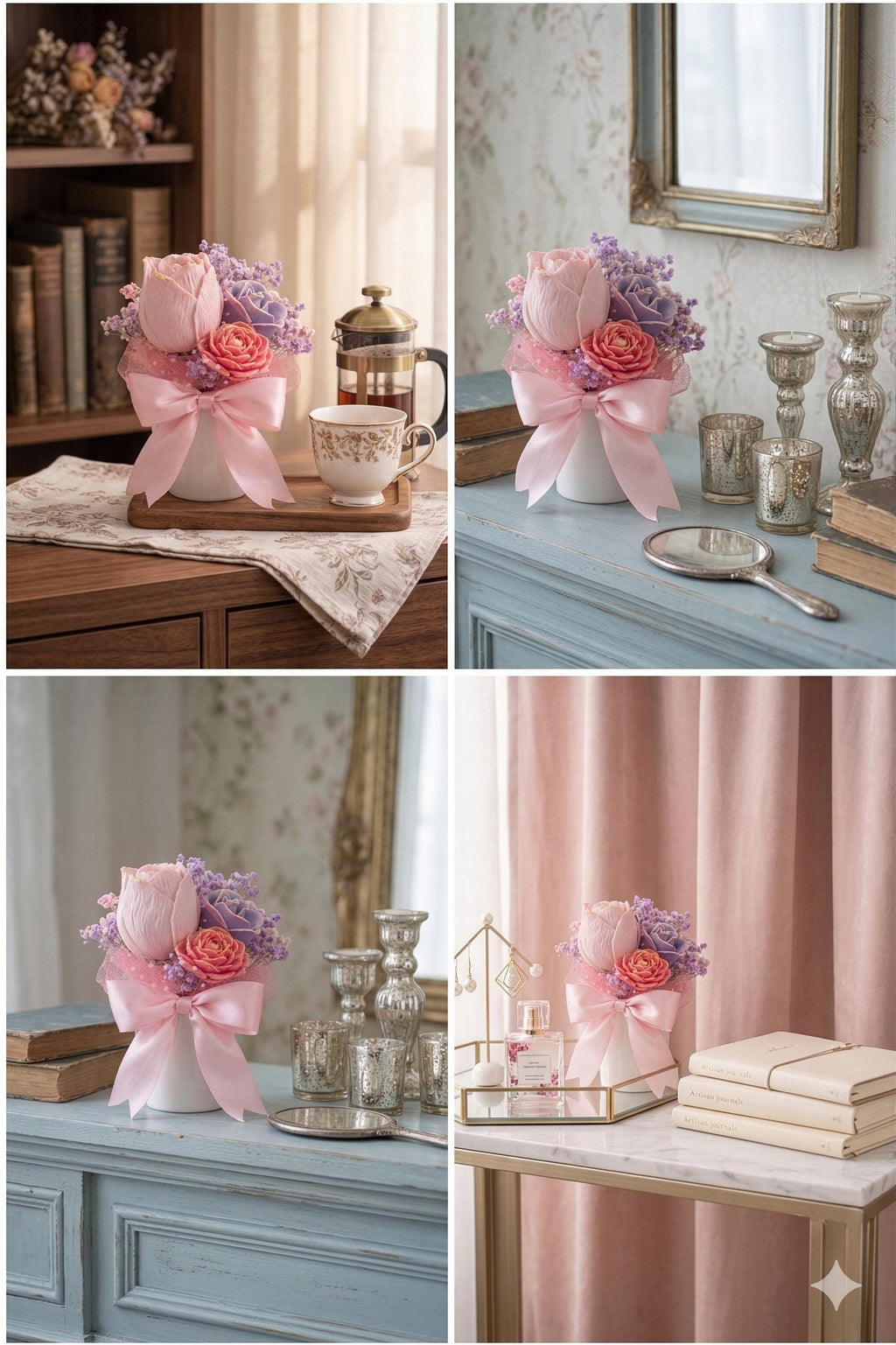 Handmade Rose Bouquet Candle | Romantic Floral Arrangement, Home Decor
