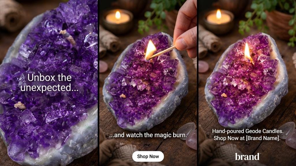 Amethyst Geode Candle | Crystal Wax Art, Spiritual Home Decor