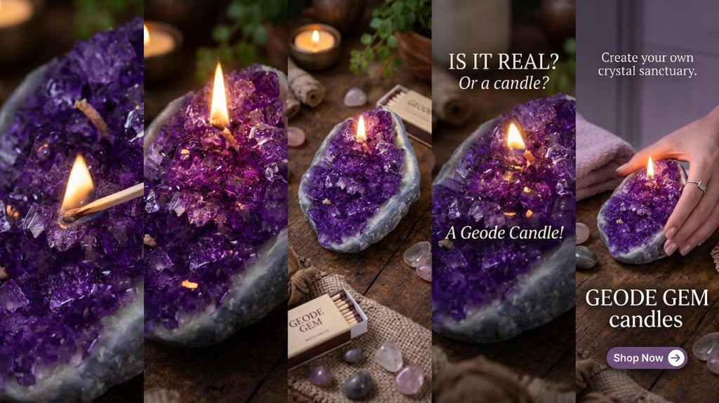 Amethyst Geode Candle | Crystal Wax Art, Spiritual Home Decor