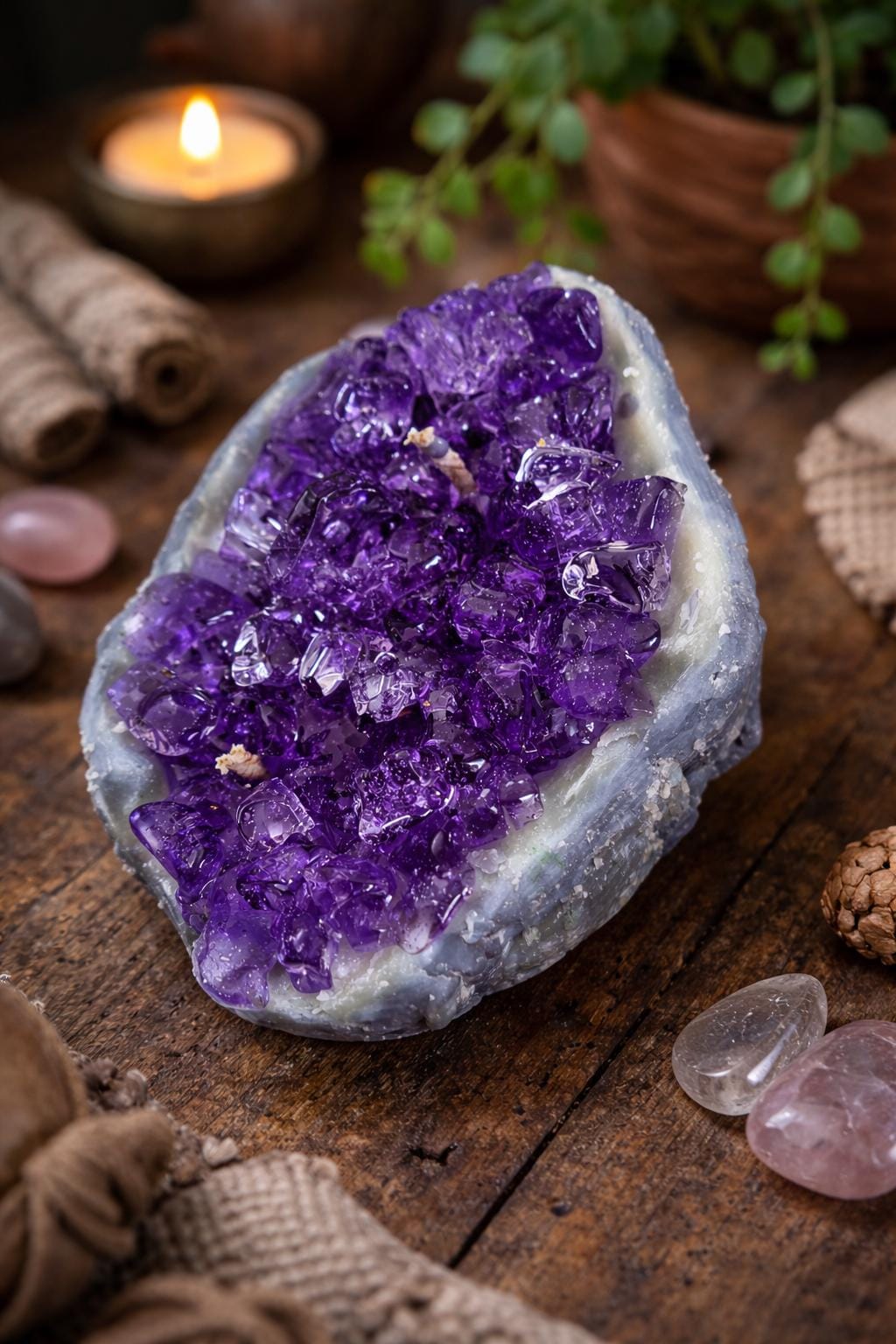 Amethyst Geode Candle | Crystal Wax Art, Spiritual Home Decor